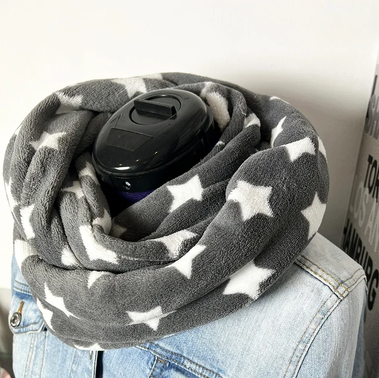 Loop-Schal Fleece grau mit Sternen