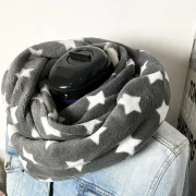 Loop-Schal Fleece grau mit Sternen