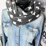 Loop-Schal Fleece grau mit Sternen