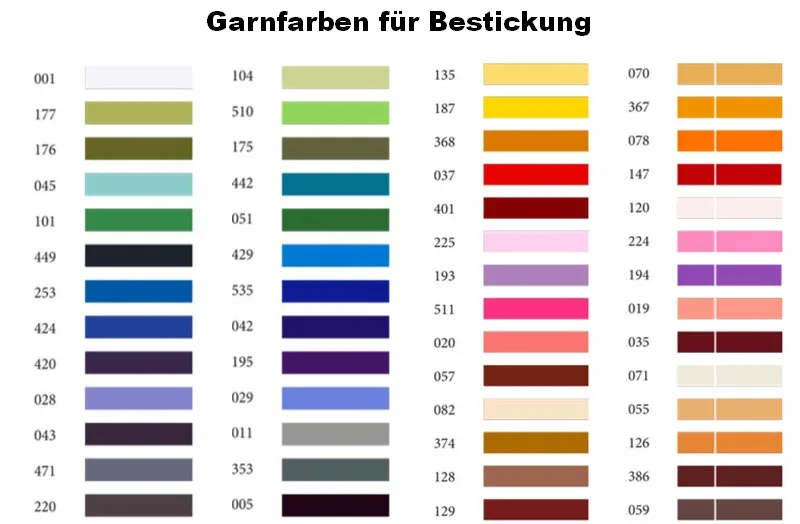 Garnfarben fu00fcr die Bestickung