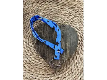 Schlüsselband blau mit Sternen